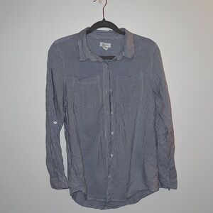 Japna Women's Blue Striped Button Down Shirt
